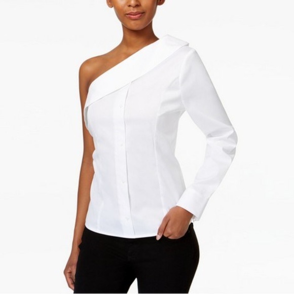 Bar III Tops - White Asymmetrical Off-The-Shoulder Top